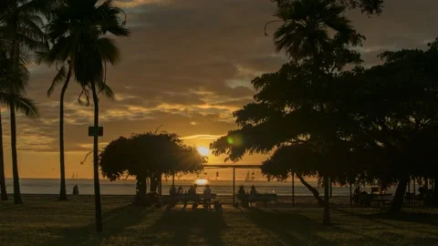 Sunset dinner and wine tasting on beach timelapse, 4k Stock Footage 179638588
