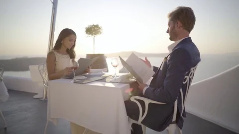 Sunset dinner couple Stock Footage 80266762
