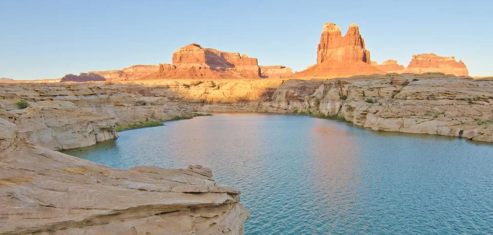 Sunset on the dirty devil river at glen canyon, ut Stock Photos