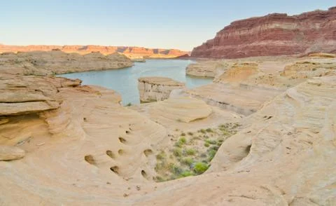 Sunset on the dirty devil river at glen canyon, ut Stock Photos