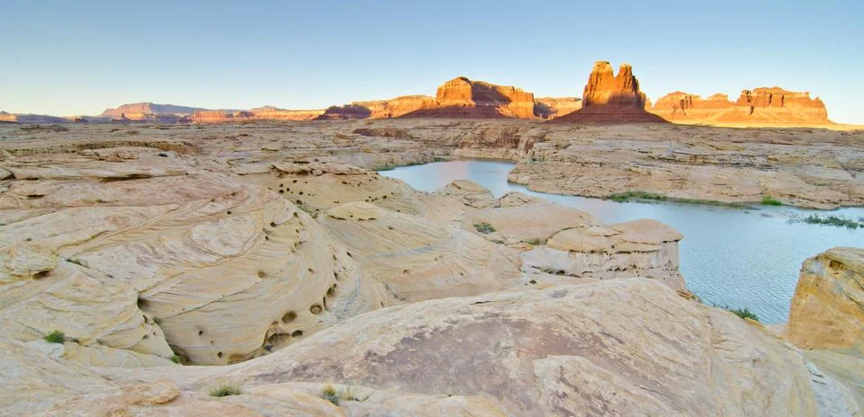 Sunset on the dirty devil river at glen canyon, ut Stock Photos