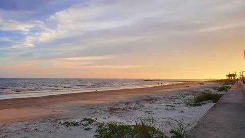 Sunset in the distance from the ocean Stock Photos