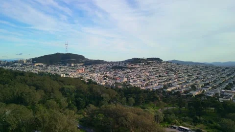 Sunset District, Sutro Tower, Panning Aerial Footage Stock Footage 273751229