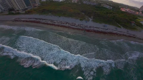 Sunset Dive Over Boca Raton Beach, Florida | 4K FPV Drone Footage | Waves Stock Footage 306896826