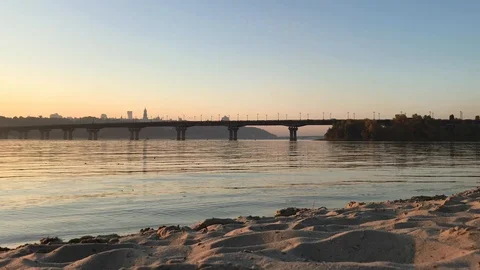 Sunset on Dnepr river. time lapse Stock Footage 97009654
