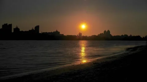 Sunset on the  Dnipro river Stock Footage 50750874