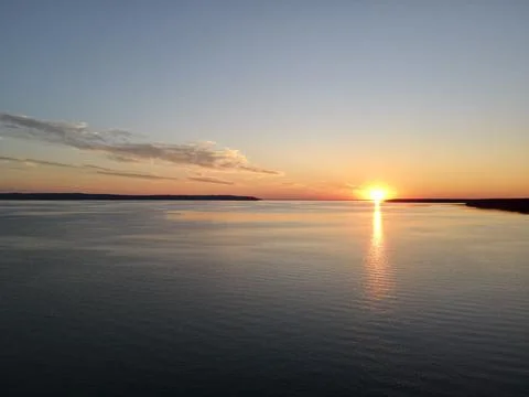 Sunset on the Dnipro river Stock Photos