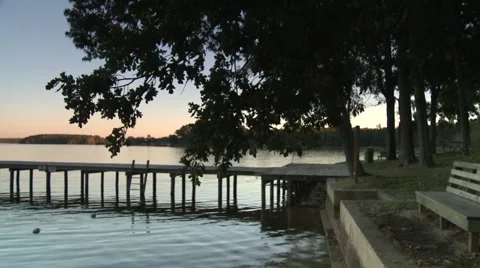 Sunset dock and shore Stock Footage 922129
