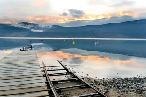 Sunset from a dock Stock Photos