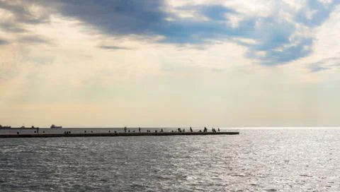 Sunset in the docks of trieste, italy Stock Photos