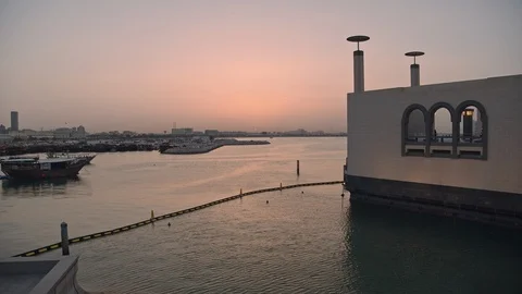 Sunset at Doha city, Qatar Stock Footage 106894300
