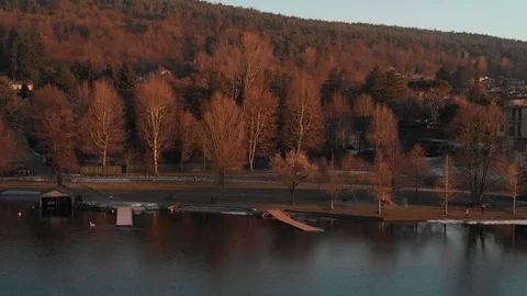 Sunset Dolly Zoom Lake Stock Footage 102374691