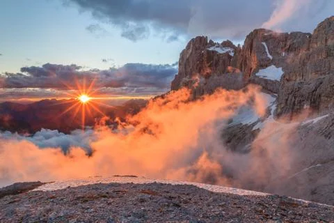 Sunset in Dolomite Alps, Italy Stock Photos