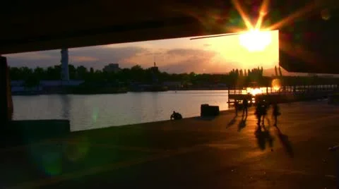 Sunset at Donauinsel 2 (Time lapse) Stock Footage 22242230
