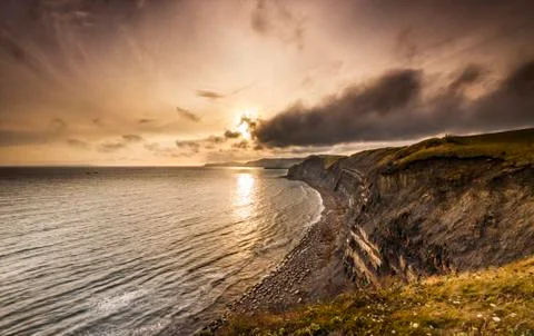 Sunset on the Dorset Coast Stock Photos