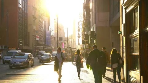 Sunset in the downtown Buenos Aires Stock Footage 143244064