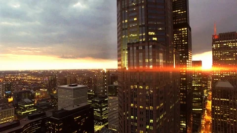 Sunset in Downtown Chicago Stock Footage 93412010