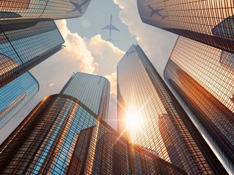 Sunset in downtown district Stock-Illustration