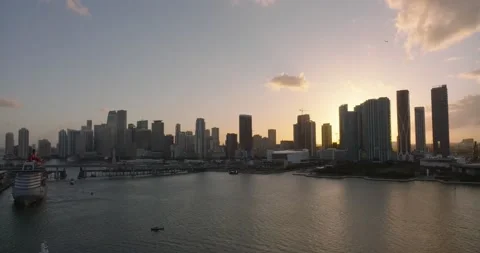 Sunset at Downtown of Miami with clouds Stock Footage 232725611