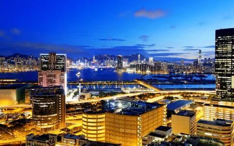 Sunset in downtown Foto stock