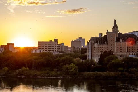 Sunset Downtown Saskatoon Stock Photos