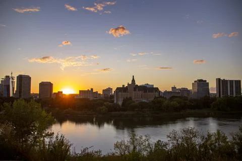 Sunset Downtown Saskatoon Stock-Fotos
