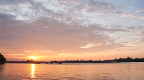 Sunset With Dramatic Clouds Over Sea Time lapse Video stock 42792033