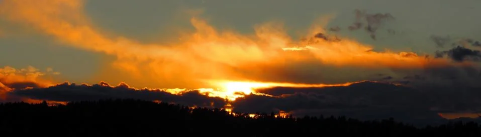 Sunset is dramatic cloudy. Stock Photos
