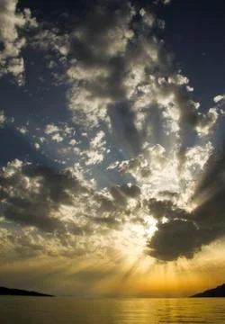 Sunset dramatic over Adriatic sea Stock Photos