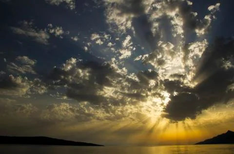 Sunset dramatic over Adriatic sea Stock Photos