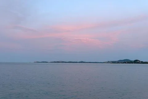 Sunset dramatic pastel sea sky and cloud background, Long exposure shot Foto stock