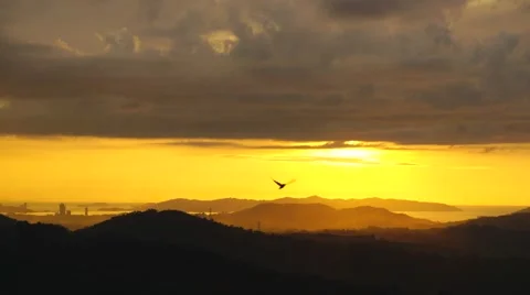 Sunset with dramatic rolling cloud Stock Footage 43223379