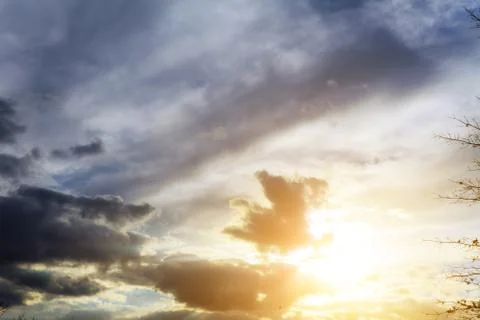 Sunset dramatic sky clouds cloud cloudscape Stock Photos