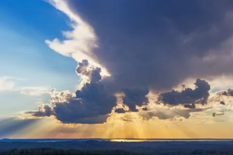 Sunset with dramatic sky Stock Photos