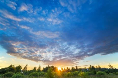 Sunset with dramatic sky Stock Photos