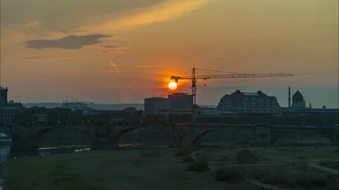Sunset dresde germany Stock-Footage 123984957