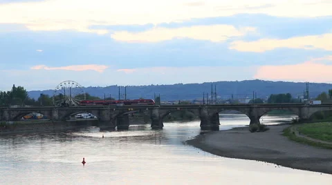Sunset, Dresden, Germany Stock Footage 47013764