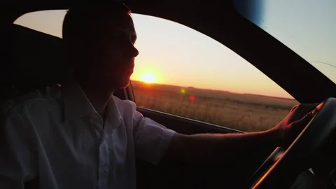 Sunset Drive. Car Driving Stock Footage 77679413