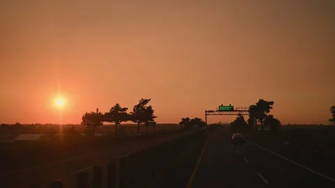 Sunset Drive on Highway During Road Journey in Taiwan Stock Footage 341528366