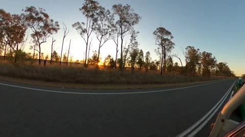 Sunset Drive on an outback highway Stock Footage 313820707