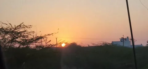 SUNSET Driving Plate magic hour moving car Punjab,India, November 15, 2023 Stock Footage 256319362