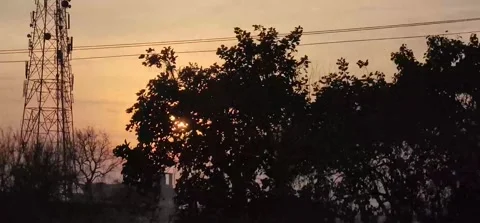 SUNSET Driving Plate magic hour moving car Punjab,India, November 15, 2023 Stock Footage 256319365