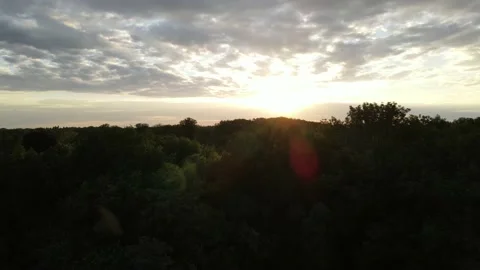 Sunset Drone above Nature Stock Footage 169077417