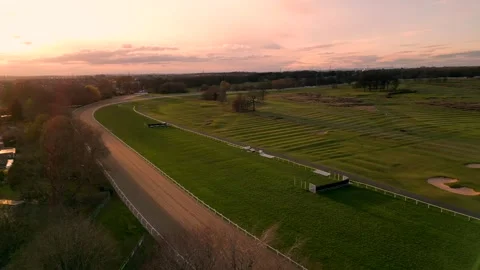 Sunset drone aerial view of Newcastle Racecourse Stock Footage 334652730