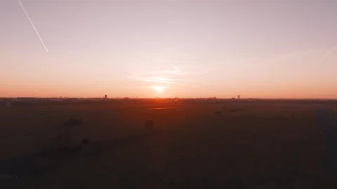 Sunset Drone Berlin Skyline Stock Footage 327827889