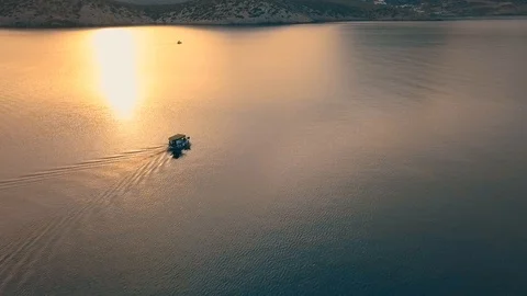 Sunset Drone Flying Over the Sea Stockbeeldmateriaal 97567936