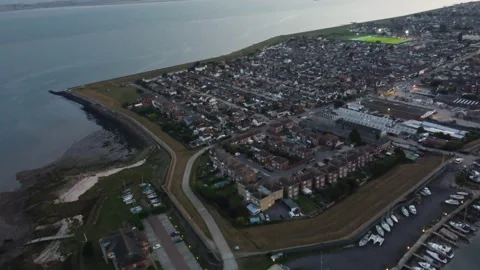 Sunset drone footage of Canvey Island, 4K UHD Video stock 169485053