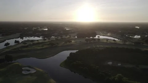 Sunset Drone Golf Course Stock Footage 194163920