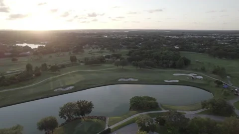 Sunset Drone Golf Course Stock Footage 194164149