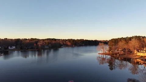 Sunset Drone Over Lake Shadowood Marshall Texas Winter Stock Footage 327795481